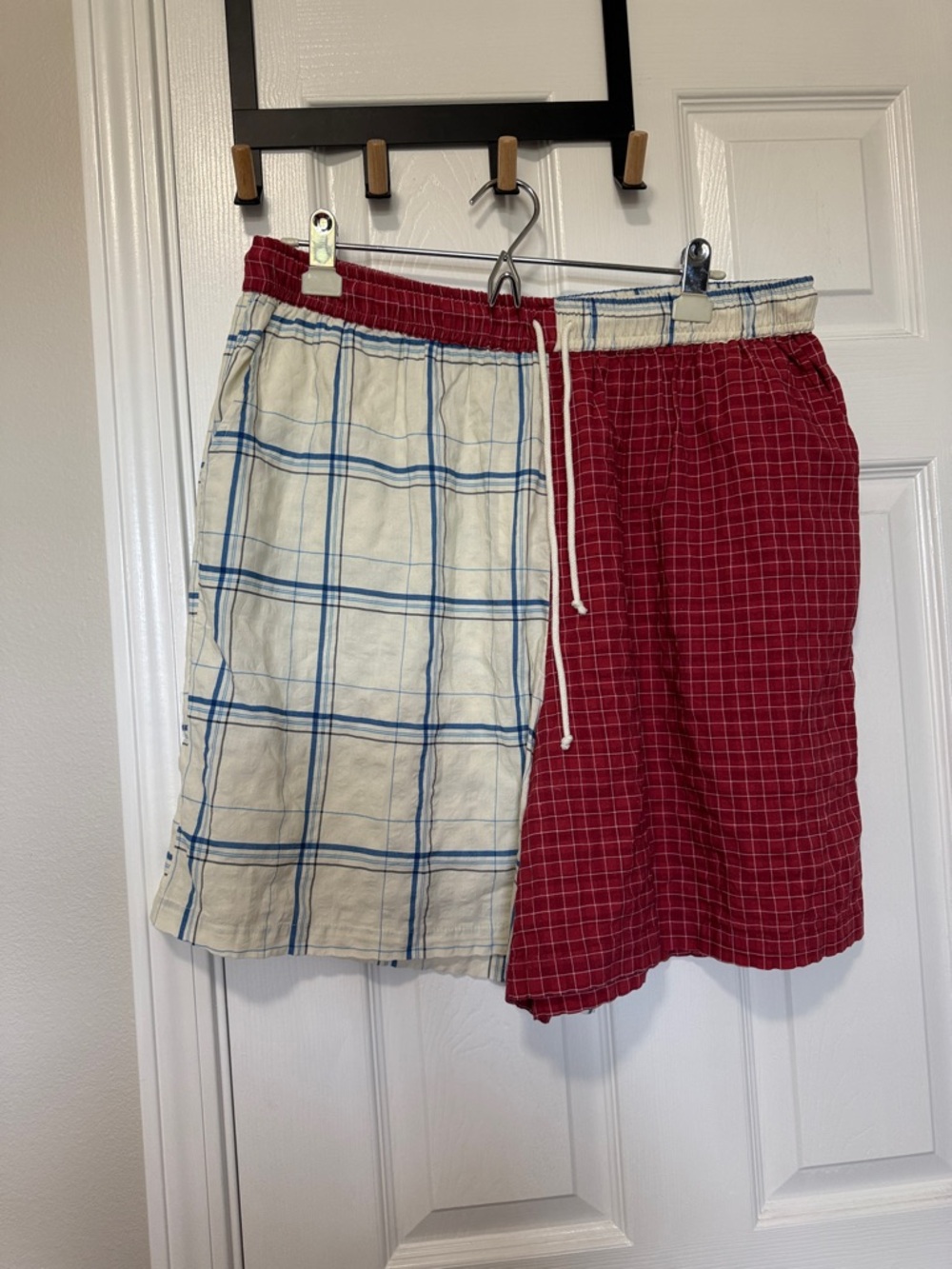 Anthropologie Celandine Drawstring Shorts Red Blue plaid NWT Sz Large Elastic - Picture 4 of 7
